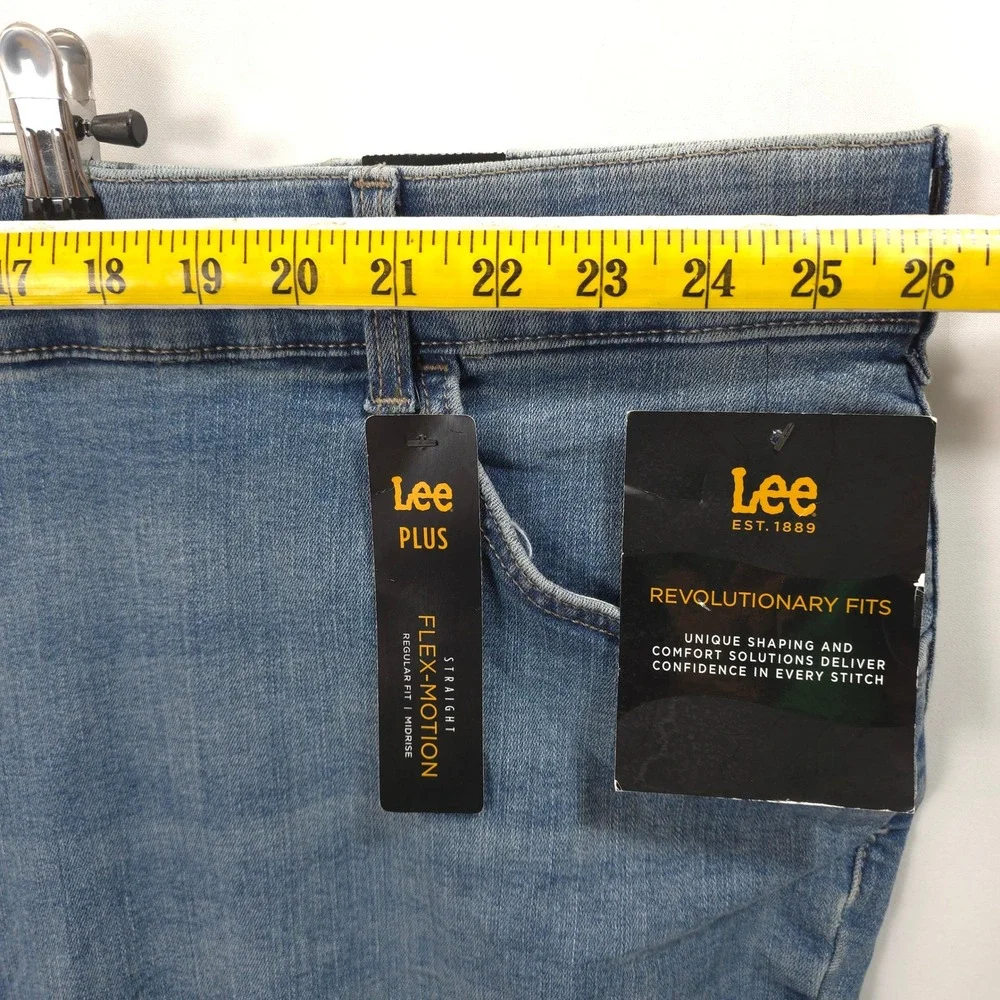 Lee Jeans Straight Leg Flex-Motion Mid Rise Blue Women 30W Petite Classic Casual